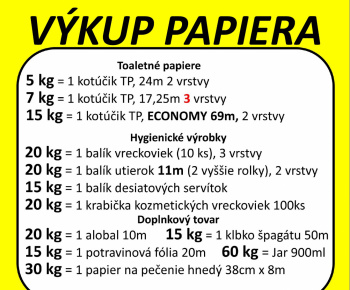 Aktuality / nový článokZber/výkup papiera výmenou za hygienické výrobky - P&P Import - foto