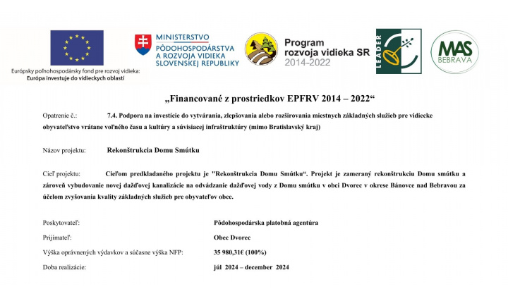„Financované z prostriedkov EPFRV 2014 – 2022“