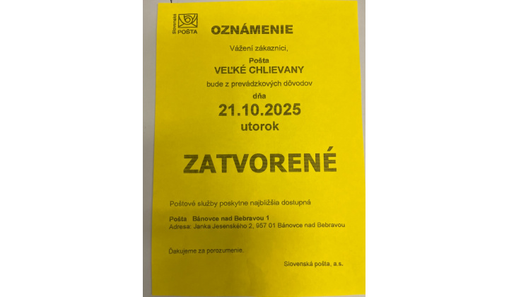 Zatvorená pošta 21.10.2025