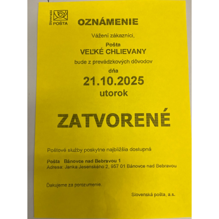 Zatvorená pošta 21.10.2025