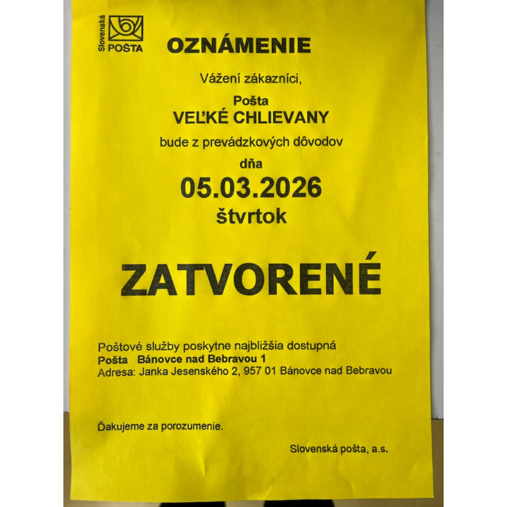 Zatvorená pošta 5.3.2026
